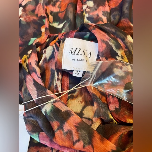 MISA Los Angeles Lulu Top in Libra Fleur Chiffon Blouse Size M Luxury Floral - Picture 6 of 9